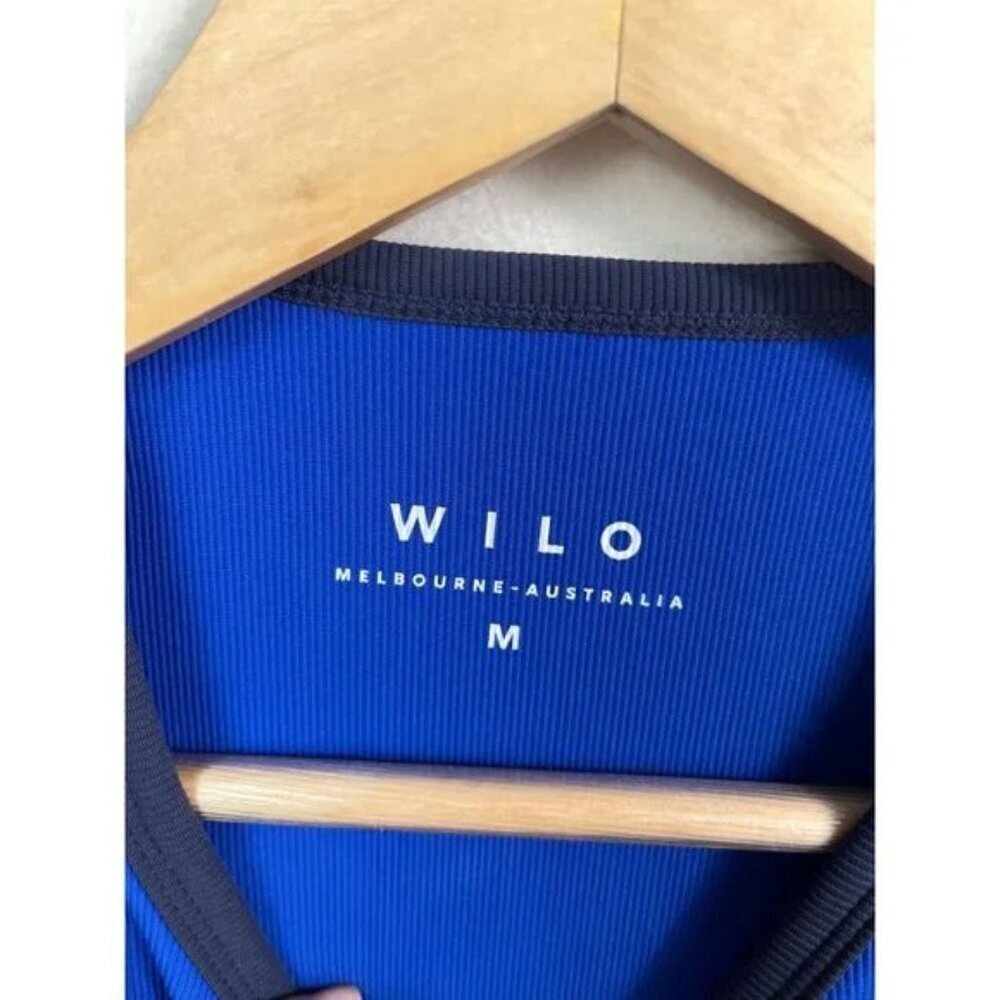 WILO THE LABEL Ribbed Colorblock BLUE Racer Sports Bra sz M - Picture 3 of 10